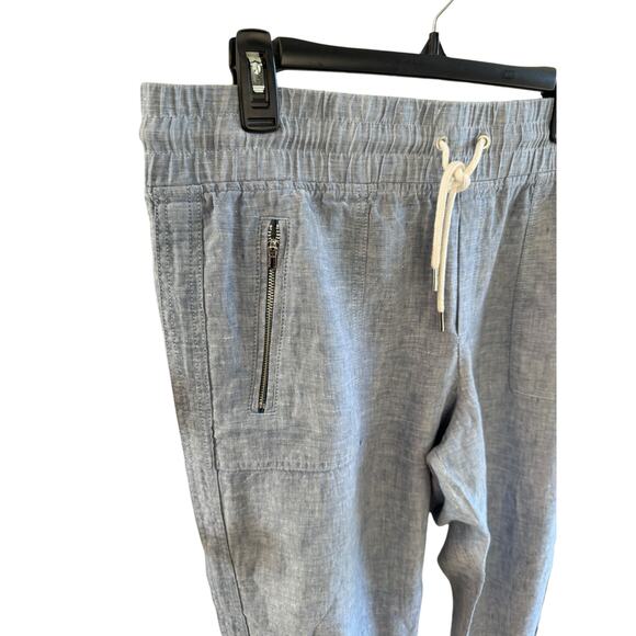 ATHLETA Cabo Linen Jogger Size 14 Petite EUC $79 MSRP Light Blue Pockets Resort - Picture 4 of 8